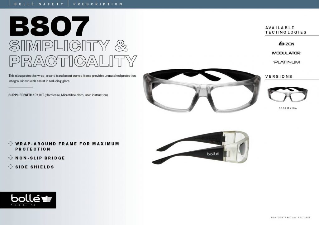 Bolle B807 B807MX10A (Prescription Safety Glasses Frame & Lenses