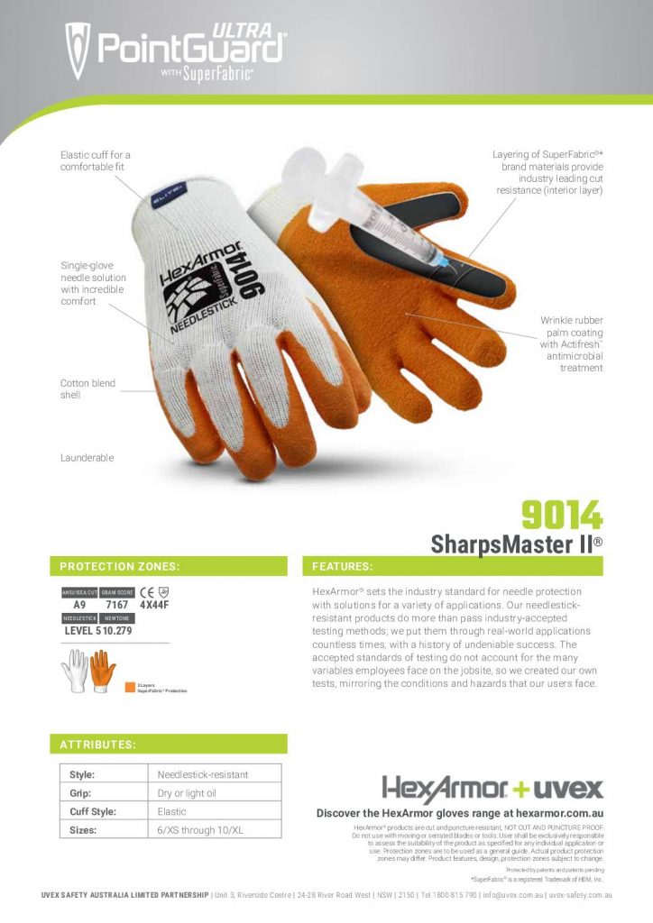 HexArmor SharpsMaster II Safety Gloves 9014 Boost Safety & Workwear